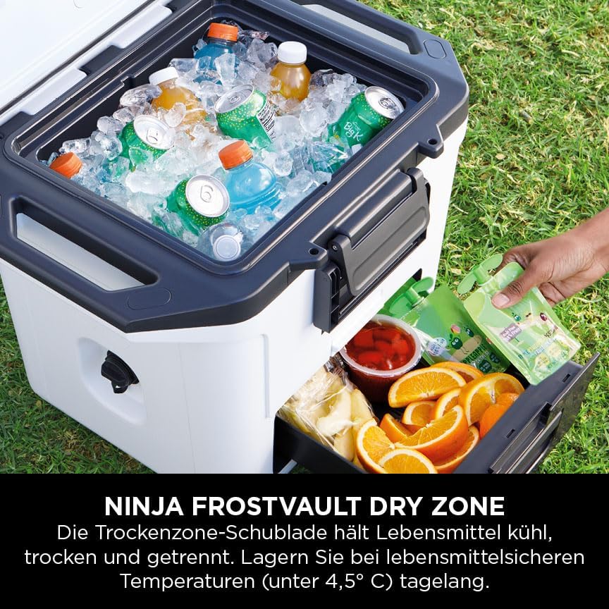 Ninja FrostVault Hard Cooler 28L, Premium isolierte Kühlbox, hält Eis bis zu 6 Tage, integrierte Tro