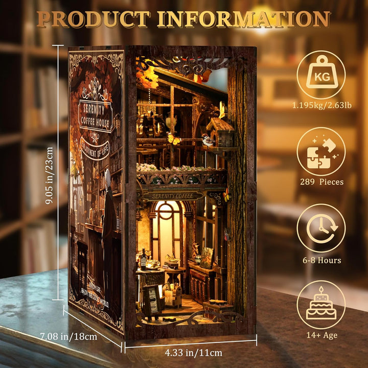 Book Nook Kit für Erwachsene - CRIOLPO DIY Miniatur Haus Holzpuzzle 3D Puppenhaus - Buchstütze für B