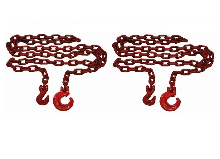 2 + 3 m Forst- und Rückekette 10mm rund mit Schling- und Parallelhaken als Spar-Set, Abmessung 10x23