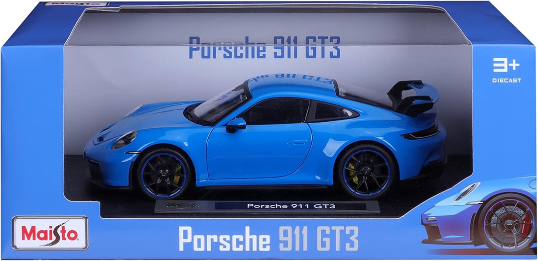 Maisto Porsche 911 GT3 (2022): Modellauto im Massstab 1:18, Türen, Kofferraum und Motorhaube bewegli