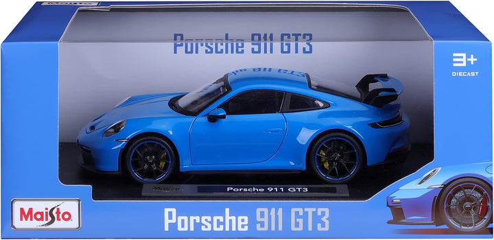 Maisto Porsche 911 GT3 (2022): Modellauto im Massstab 1:18, Türen, Kofferraum und Motorhaube bewegli