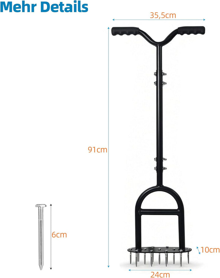 Rasenlüfter, Aerifizierer für Rasen und Rasenbelüfter, Manueller Rasenspecht und Vertikutierer mit S