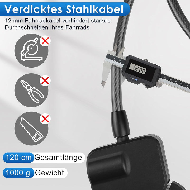 Dreamhigh E Scooter Schloss, Handschellenschloss für E Scooter, 12mm Dicke Kettenschloss für Scooter