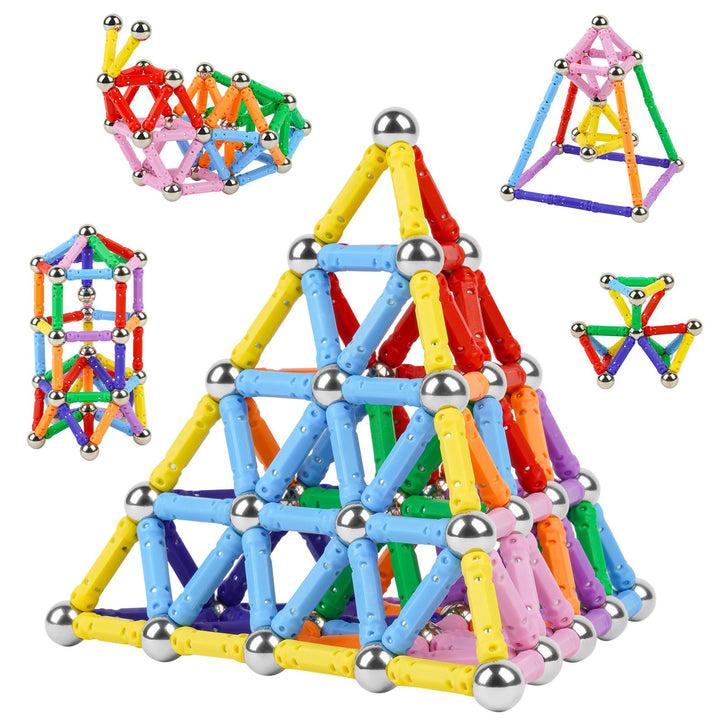 AUAUY 144PCS Magnetische Bausteine, 3D Puzzle Bauspielzeug Magnete Konstruktions Magnetblöcke, Magne