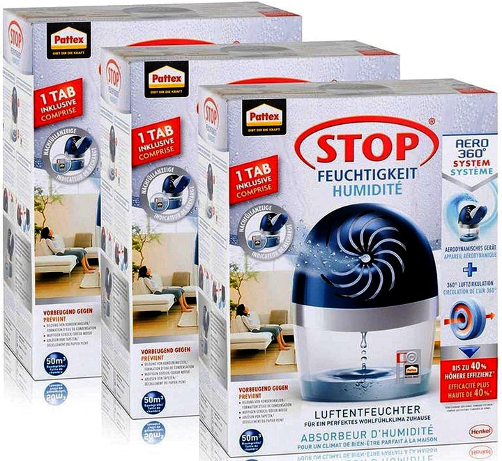 Henkel Pattex Stop Feuchtigkeit Aero 360° System Luftentfeuchter (3er Pack)