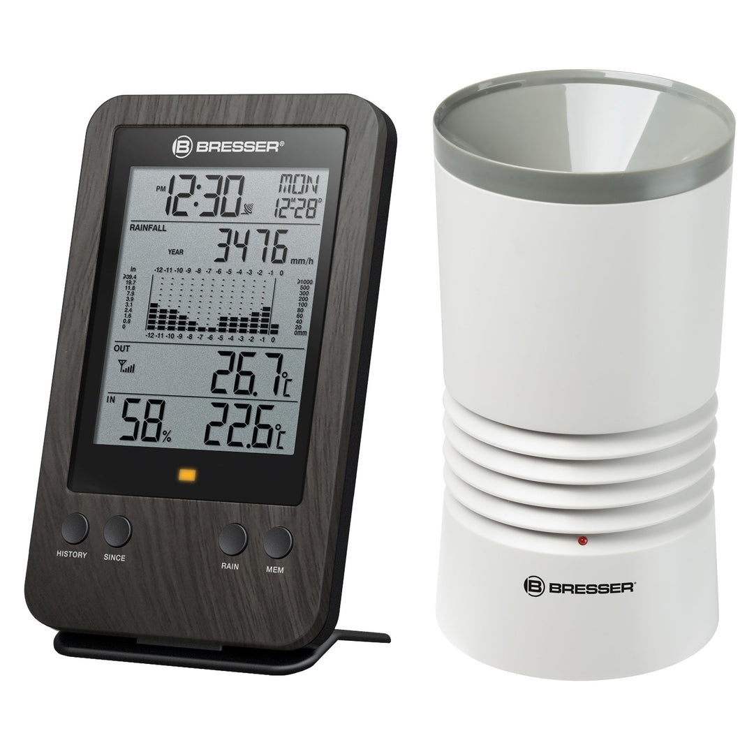 Bresser Wetterstation Funk mit Aussensensor WTW Profi Regenmesser in Holzoptik