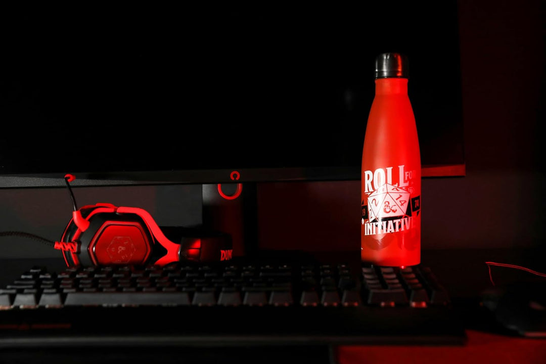 Konix Dungeons & Dragons Isolierflasche - Edelstahl - 500 ml - Roll for Initiative-Motiv - Rot Dunge