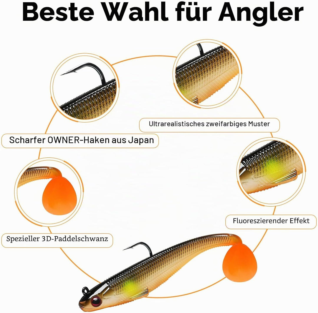 TRUSCEND Gummifische Angelköder für Forelle Zander & Barsch, Kunstköder Angelausrüstung Gummiköder A