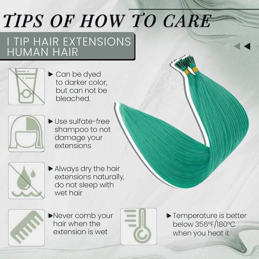 RUNATURE Teal Bonding Extensions Echthaar Teal I Tip Echthaar Extensions Bonding Keratin Haarverlang