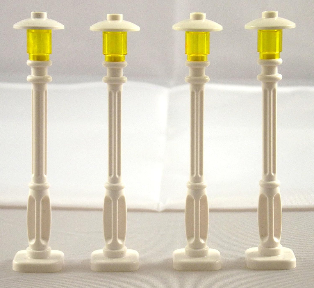 LEGO CITY - 4 Laternen weiss mit gelber Lampe
