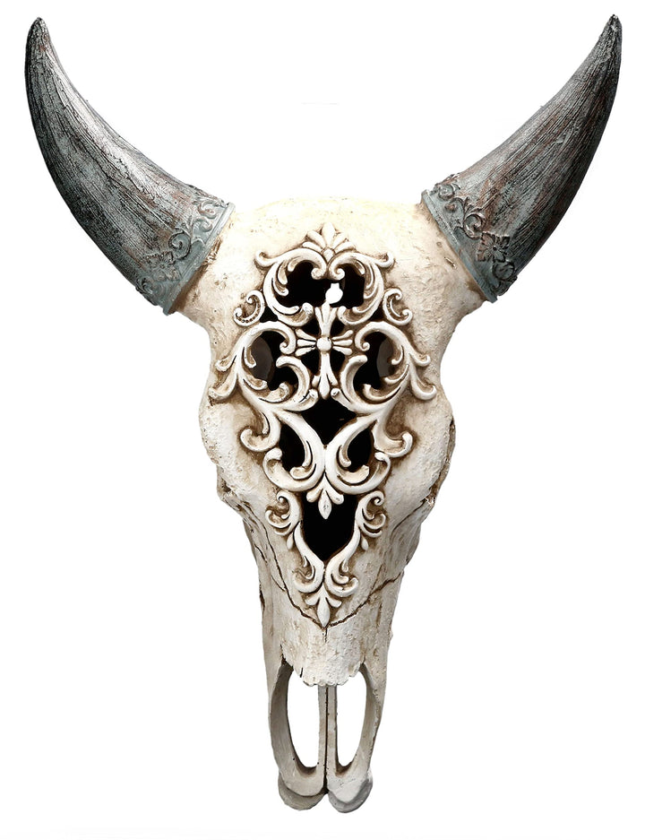 Pacific Giftware Bison Schädel mit Verzierungen | Wanddeko Totenkopf Rind Büffel