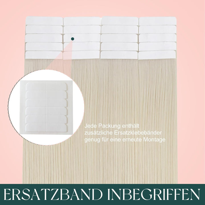 Easyouth Tape Extensions Echthaar Blond Tape in Haar Extensions Farbe Blond Weiss 12 Zoll 20g Echtha