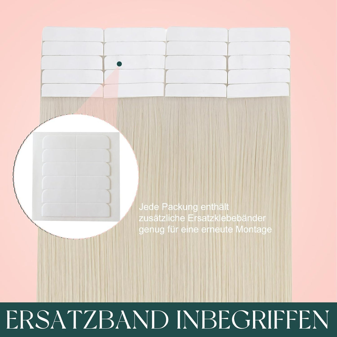 Easyouth Tape Extensions Echthaar Platinblond Tape in Haar Extensions Blond Weiss Echthaar Tape in H