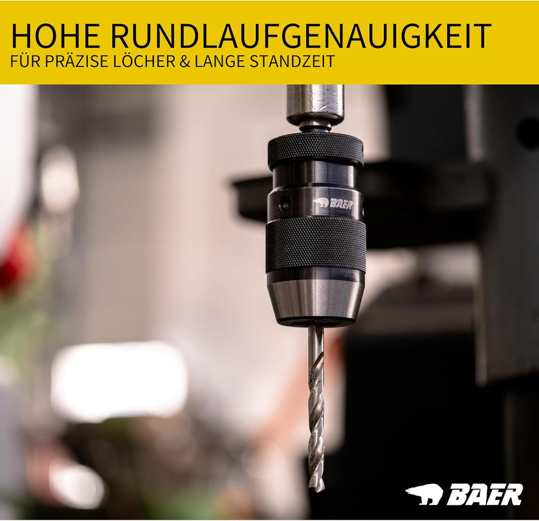 BAER Bohrfutter mit Kegeldornaufnahme 0,5-16 mm, Kegel: B 18 - Präzision-Bohrfutter - Schnellspannbo