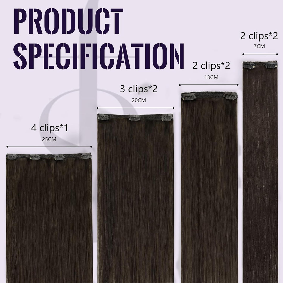 Clip in Extensions Echthaar Braun 50cm 120g Remy Clips in Haarverlängerung Echthaar Extensions Clip