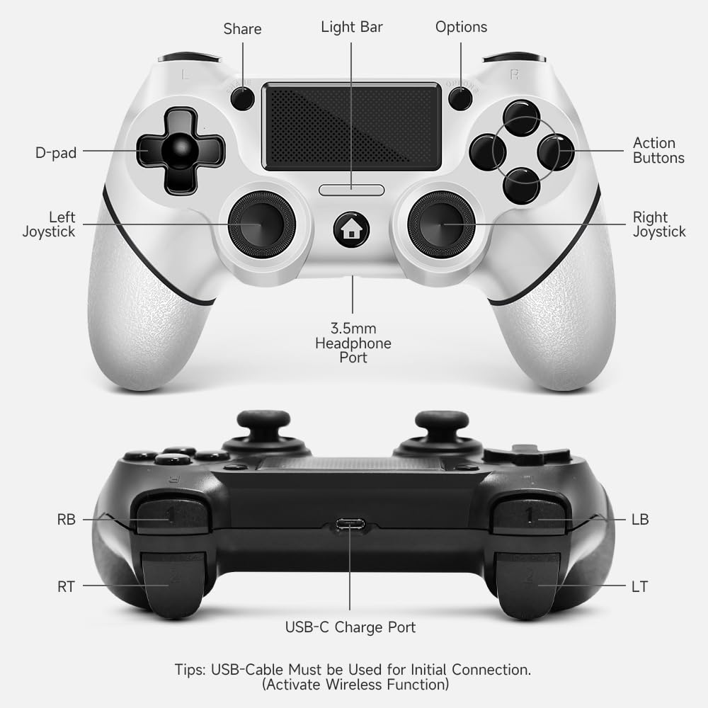 AceGamer 2 Pack Wireless Controller für PS4，Game Controller für PS4/Pro/Slim/PC，Gamepad Joystick mit