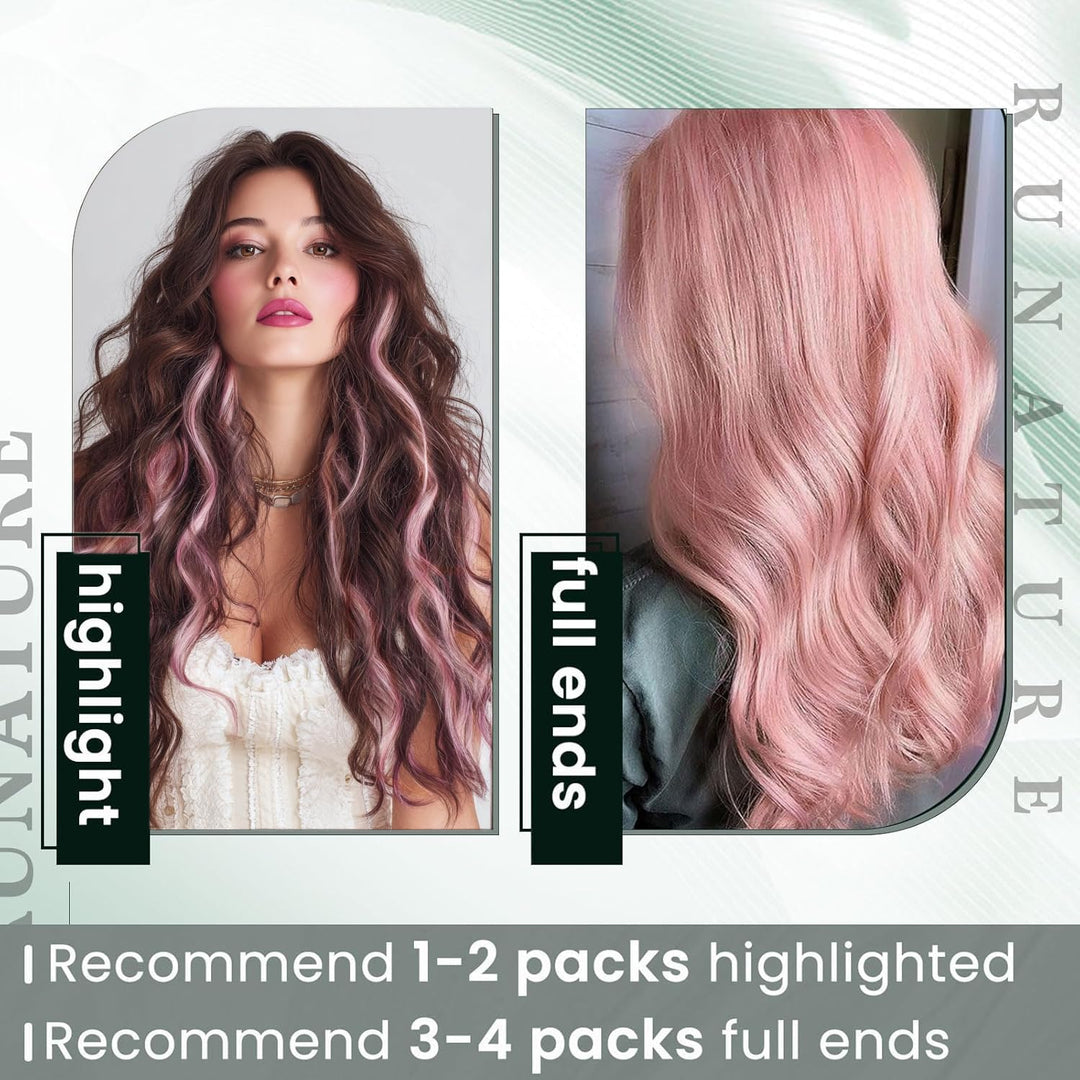 RUNATURE Bonding Extensions Echthaar Pink 35cm Remy Rosa Haarverlängerungen Keratin Extensions Echth