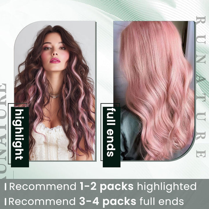 RUNATURE Bonding Extensions Echthaar Pink 35cm Remy Rosa Haarverlängerungen Keratin Extensions Echth