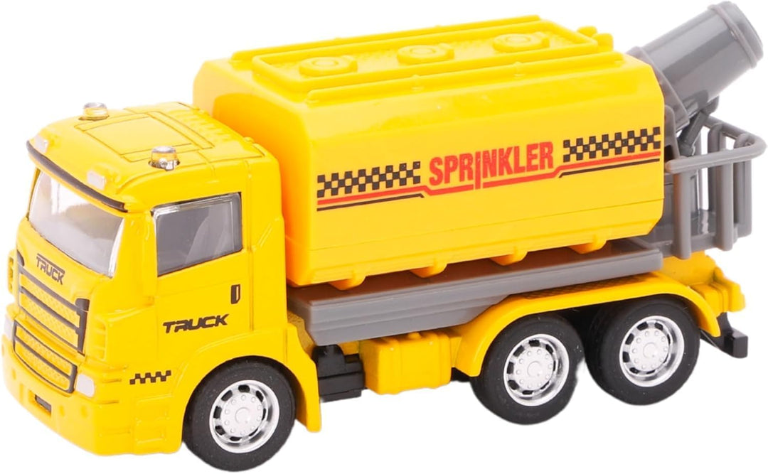 Toyland® Packung mit 4 Miniatur-Baufahrzeugen – Betonmischer, Sprinkler, Bagger und Planierraupe – K