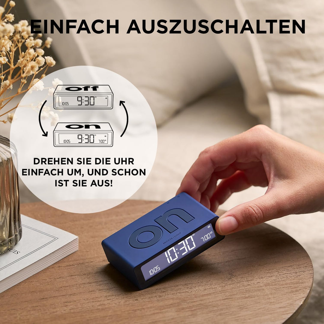 Lexon Flip Mini Reisewecker, digitaler LED-Wecker mit On/Off-Funktion, Einstellbarer Helligkeit, wie