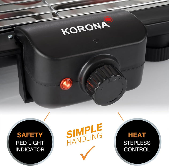 Korona 46117 Elektrischer Tischgrill mit XXL-Grillfläche (51 x 30 cm) | Ideal für den Balkon | 2200