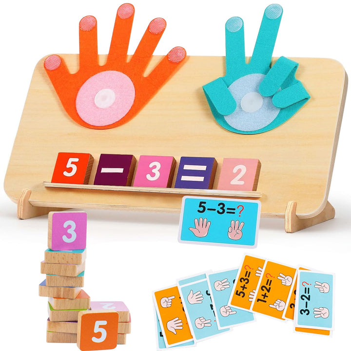 Holz Mathe Spielzeug, Zahlen Lernen für Kinder, Fingerzähl-Mathespielzeug, Zählen Lernspielzeug, Päd
