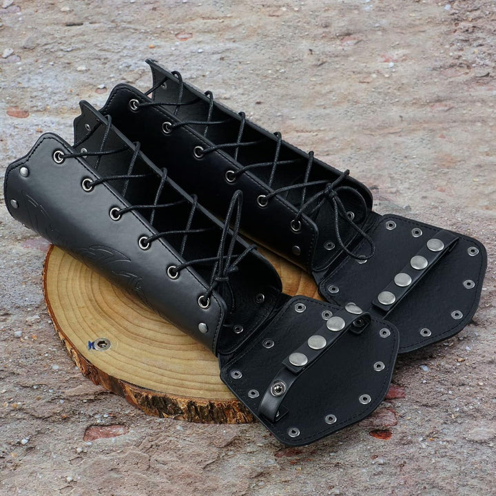 Sehaby Wikinger Wolfskopf Leder Armschienen, mittelalterliche keltische Knoten Armschienen, nordisch
