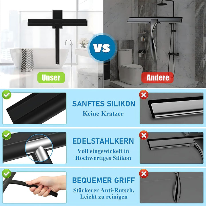 Duschabzieher Langer Stiel, 20-120cm Duschabzieher Schwarz, Fensterwischer mit Teleskopstiel, Glasab