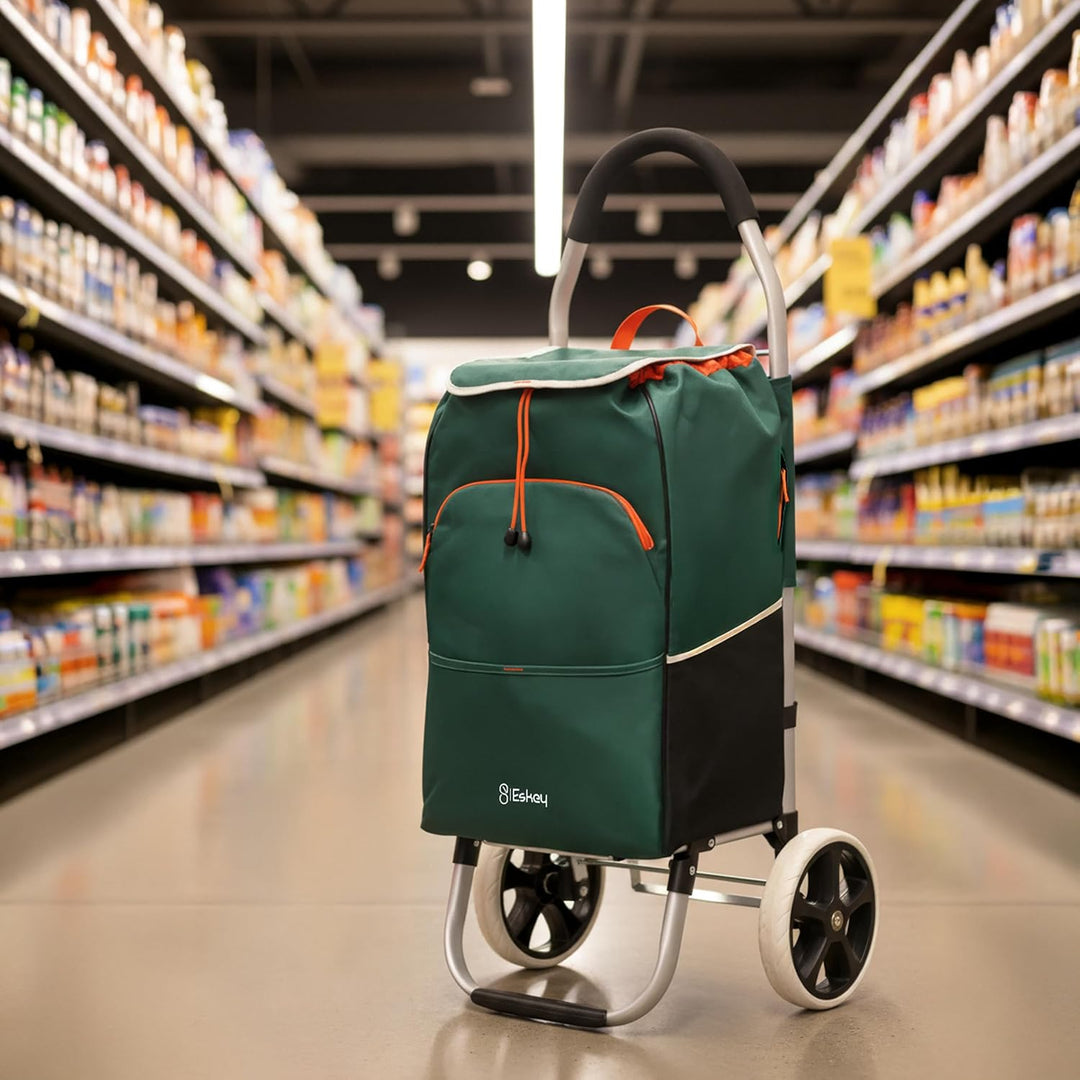 Eskey Boodschappentrolley met koelvak - Waterdicht - Opvouwbare Boodschappenwagen - Grote Wielen (Fo