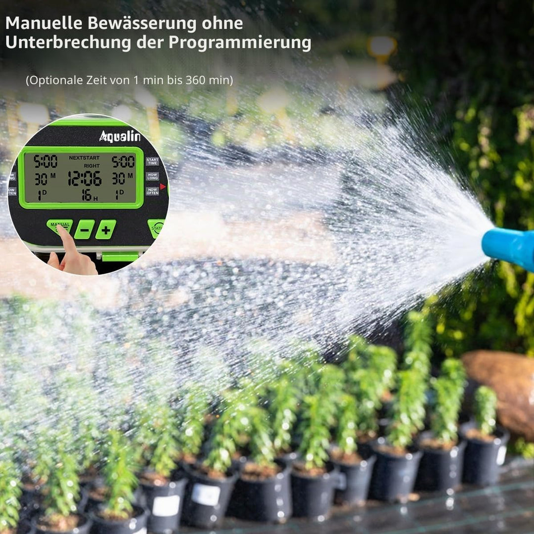 Aqualin Bewässerungscomputer Zwei Auslässe Bewässerungsuhr Automatische Wasser Zeitschaltuhr Wasser