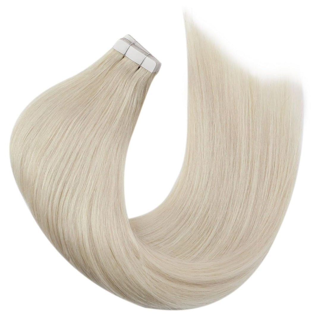 Moresoo Tape Extensions Echthaar Blond Remy Echthaar Tape in Extensions Platinblond Seamless Skin We
