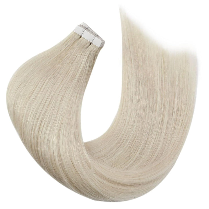 Moresoo Tape Extensions Echthaar Blond Remy Echthaar Tape in Extensions Platinblond Seamless Skin We