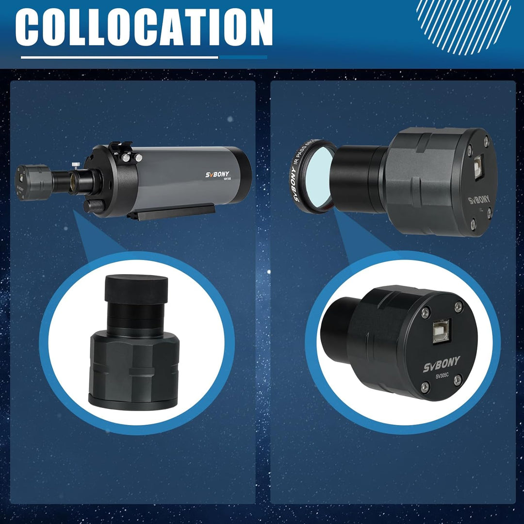 Svbony SV305C Teleskopkamera, 1,25 Zoll Farb IMX662 CMOS USB2.0 Planetenbildkamera, Astronomiekamera