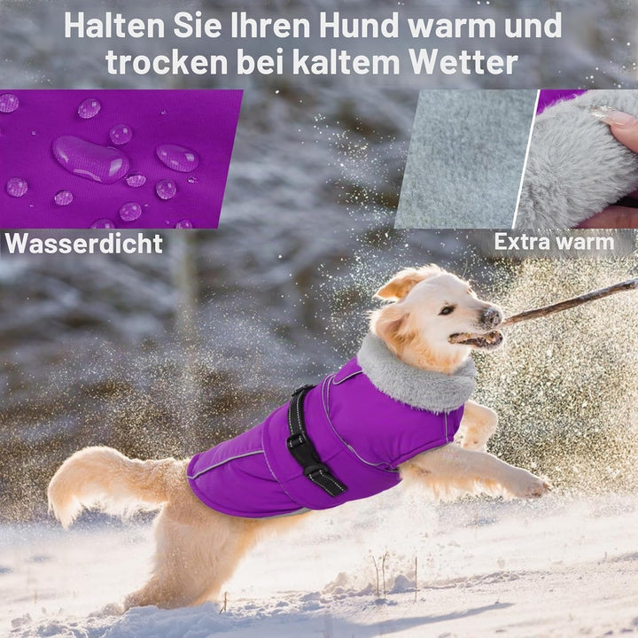 Lelepet Warmer Hundemantel, Reflektierende Hundefleeceweste Wasserdicht Hundejacke Winddicht Winterm