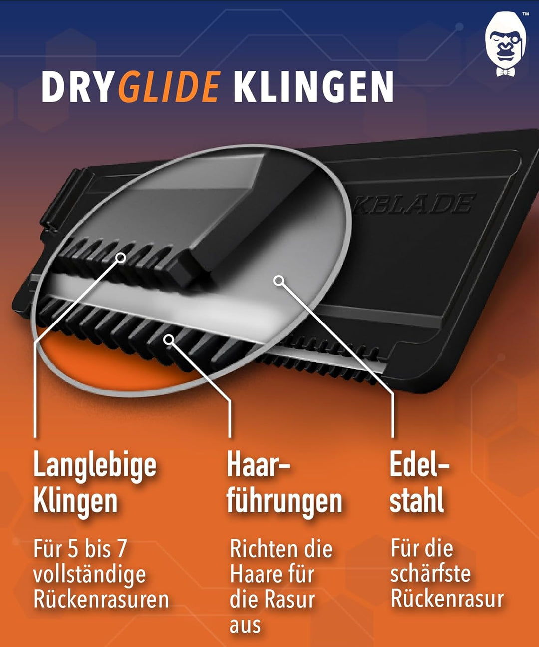 baKblade 2.0 - Ersatzklingen für 2.0 Elite-Rasierer - Dryglide-Technologie (6 Ersatzklingen enthalte