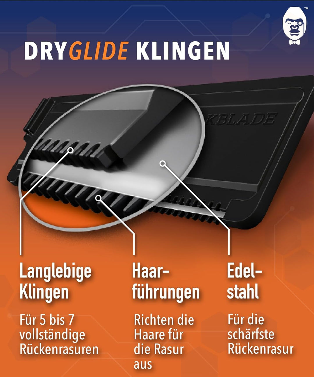 baKblade 2.0 - Rückenhaar- und Körperrasierer Ersatzkartuschen für Rasierklingen - Kompatibel mit Ba