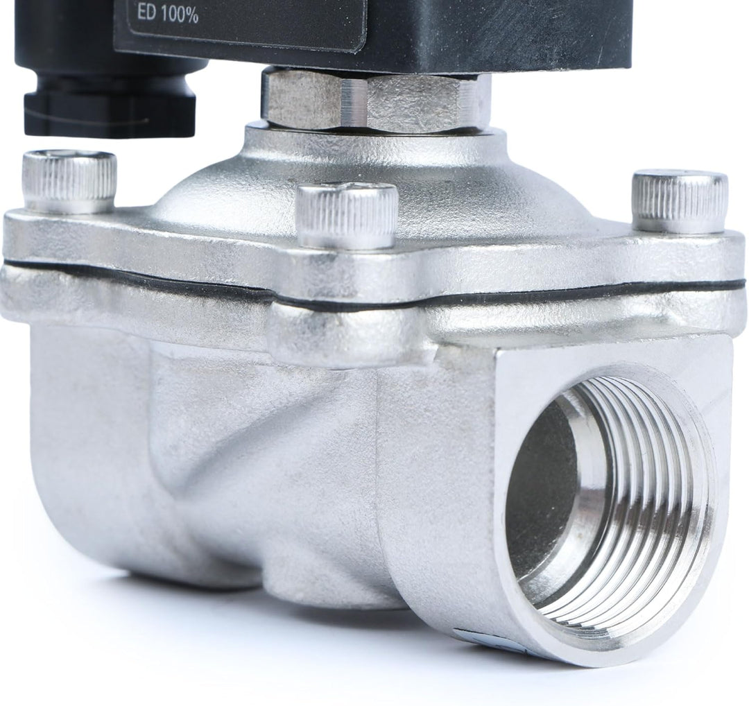 U.S. Solid Solenoid Valve Magnetventil Edelstahl G 3/4" 230V AC Normal geschlossen NC 0-10 bar, vent