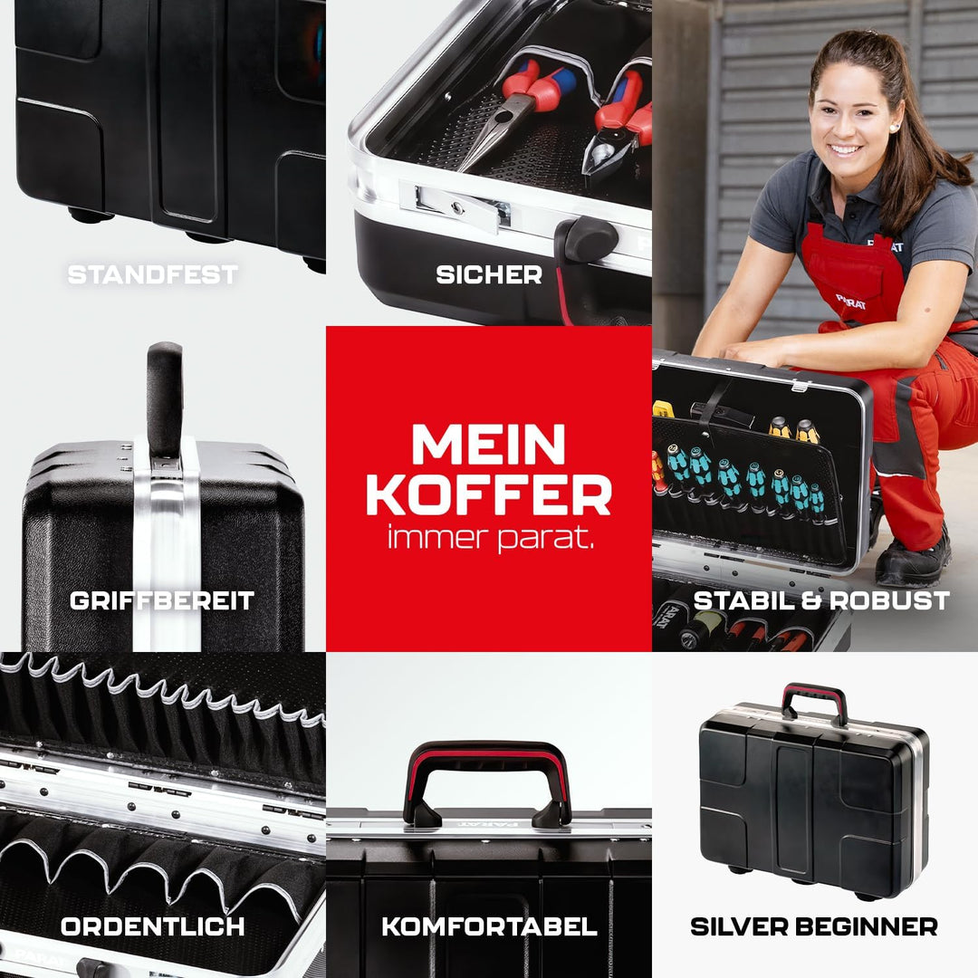 PARAT SILVER Beginner Werkzeugkoffer | Werkzeugkoffer leer | Robuster Werkzeugkasten & Toolbox aus A