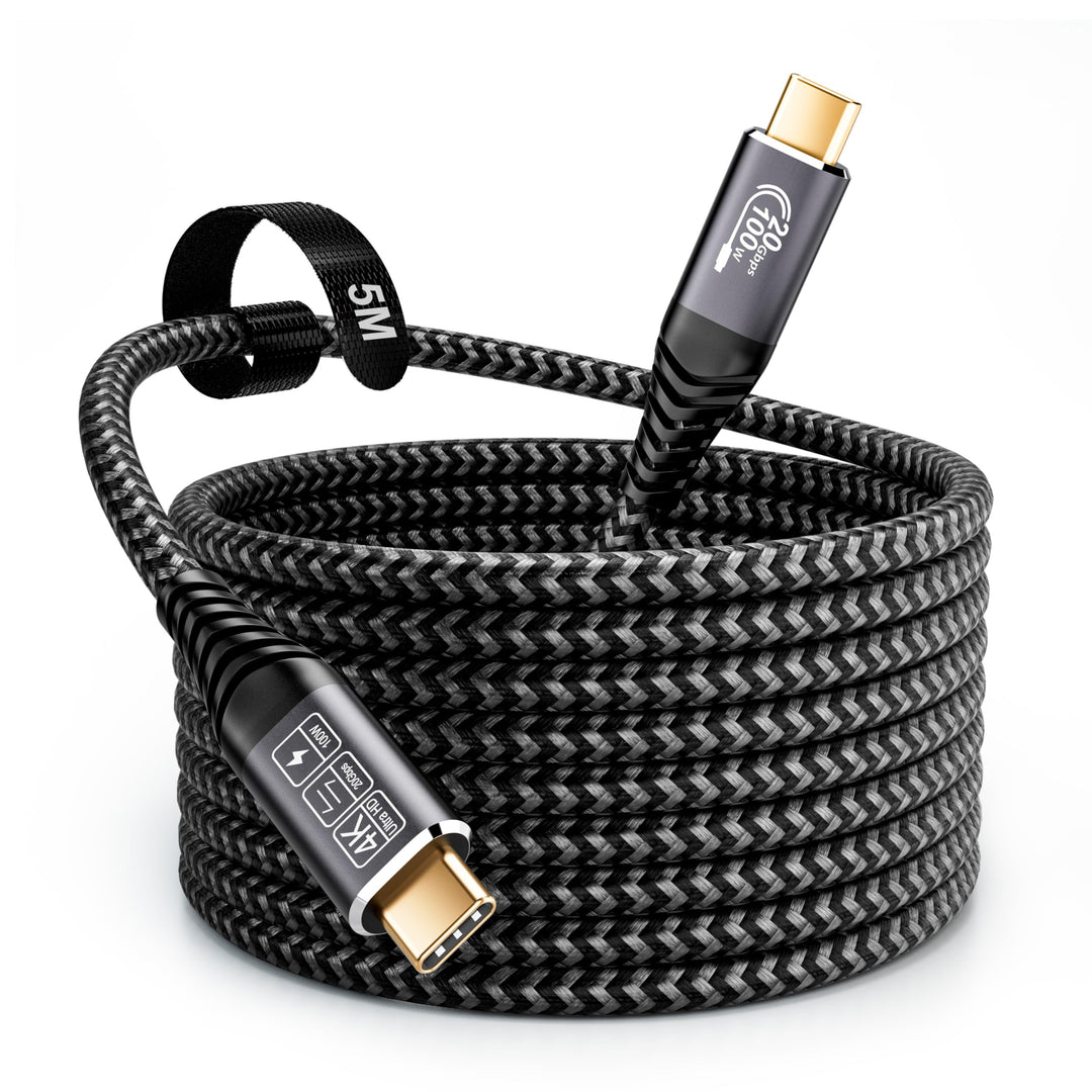 CAKOBLE USB C Kabel 5M,USB C auf USBC 3.2 Gen2 Schnellladekabel,20 Gbps Datenübertragung, 100W 20V/5