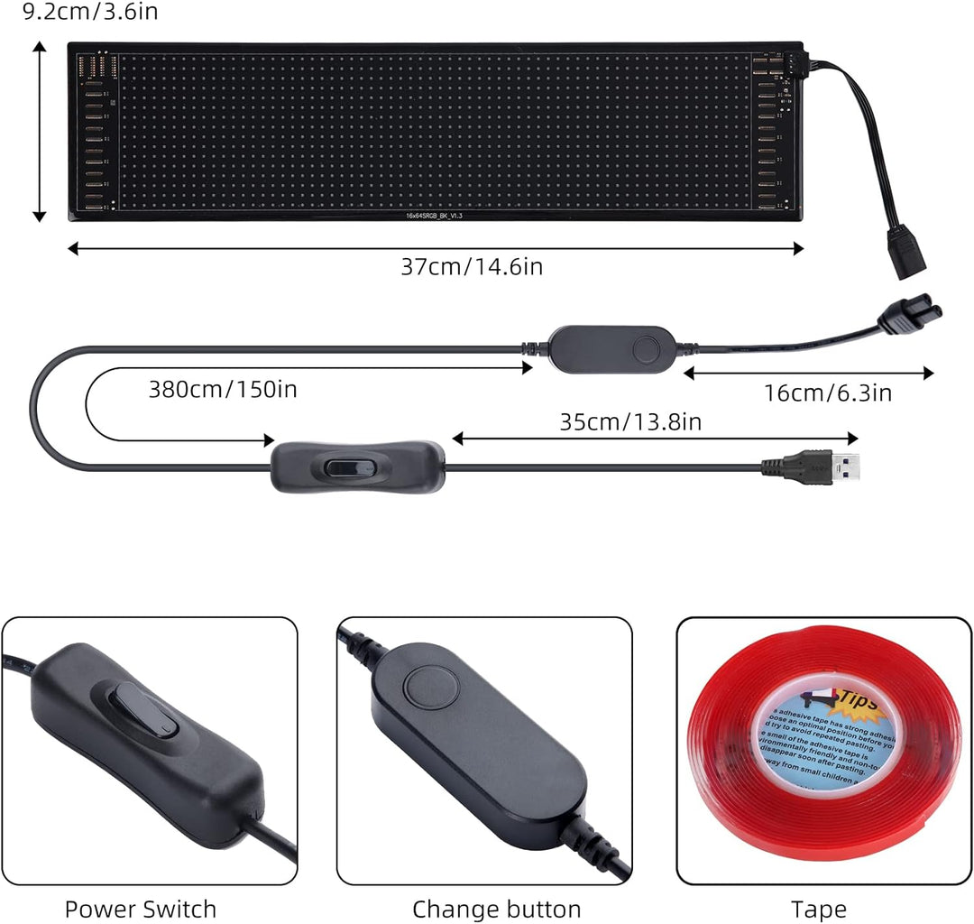 Rupse LED-Laufschrift, Flexibler LED Anzeigetafel mit Bluetooth Smart App,LED Namensschild Programmi