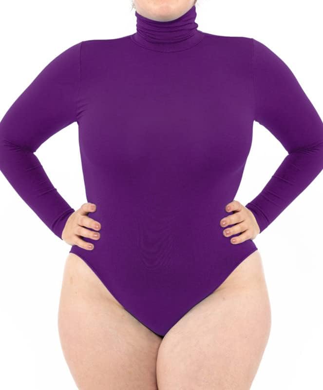 LEELA LAB Langarm Bodysuit mit Rollkragen Damen Grösse Grössen, Verstellbarem Verschluss, Nahtloser