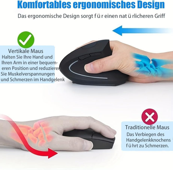 2.4G Wireless Vertikale Ergonomische, Wiederaufladbar, Optische Maus Vertical Ergonomic Optical Mous