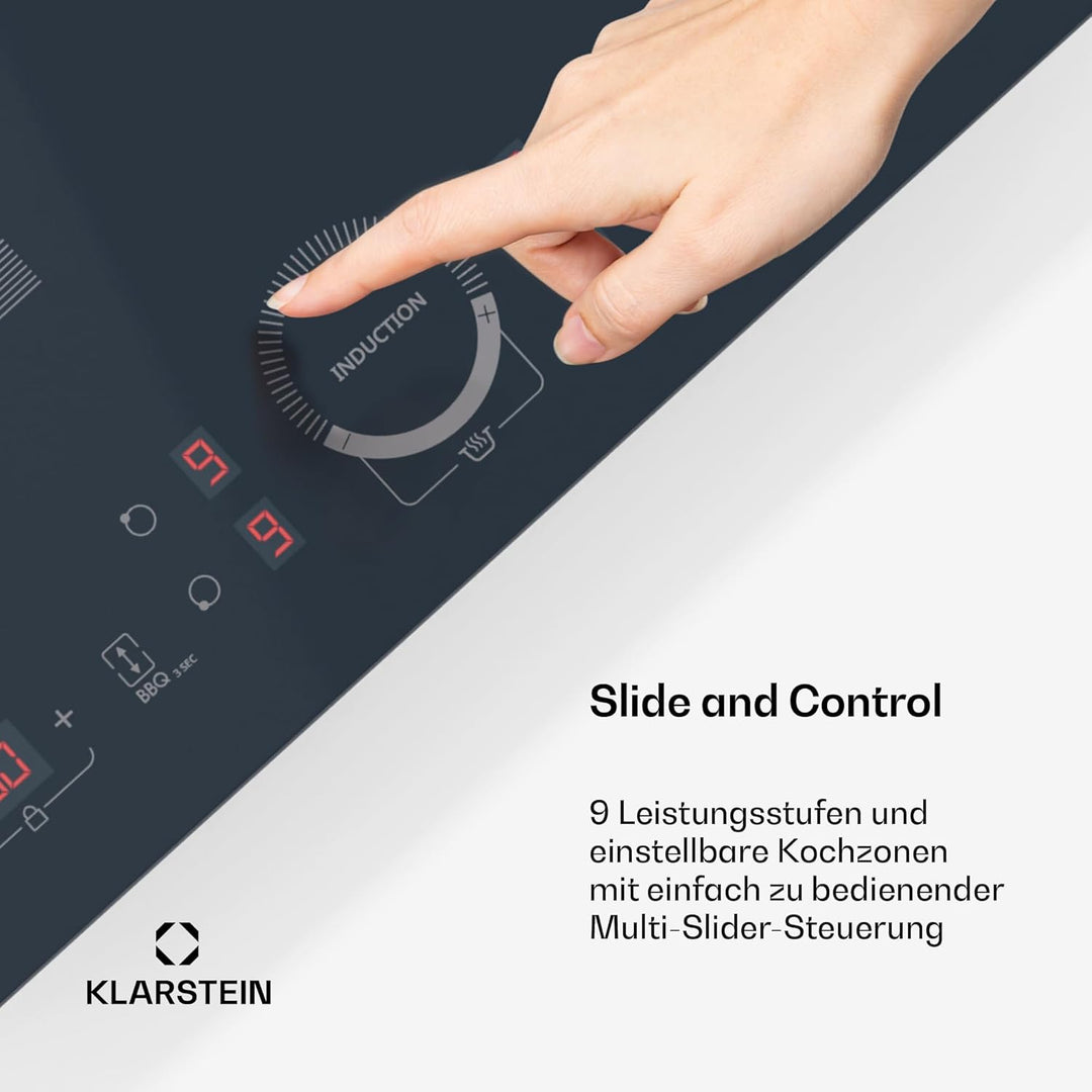 Klarstein Delicatessa 60 Induktionskochfeld – 4-Zonen-Einbaukochfeld, 7.000 W Mit Booster, Flexizone