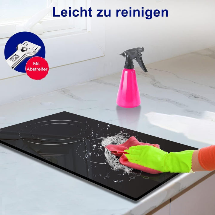 Glaskeramikkochfeld 2 Zonen, Hobsir Einbau Kochfelder 30cm, 3200W, Touch-Steuerung, Doppelte Zone, 9