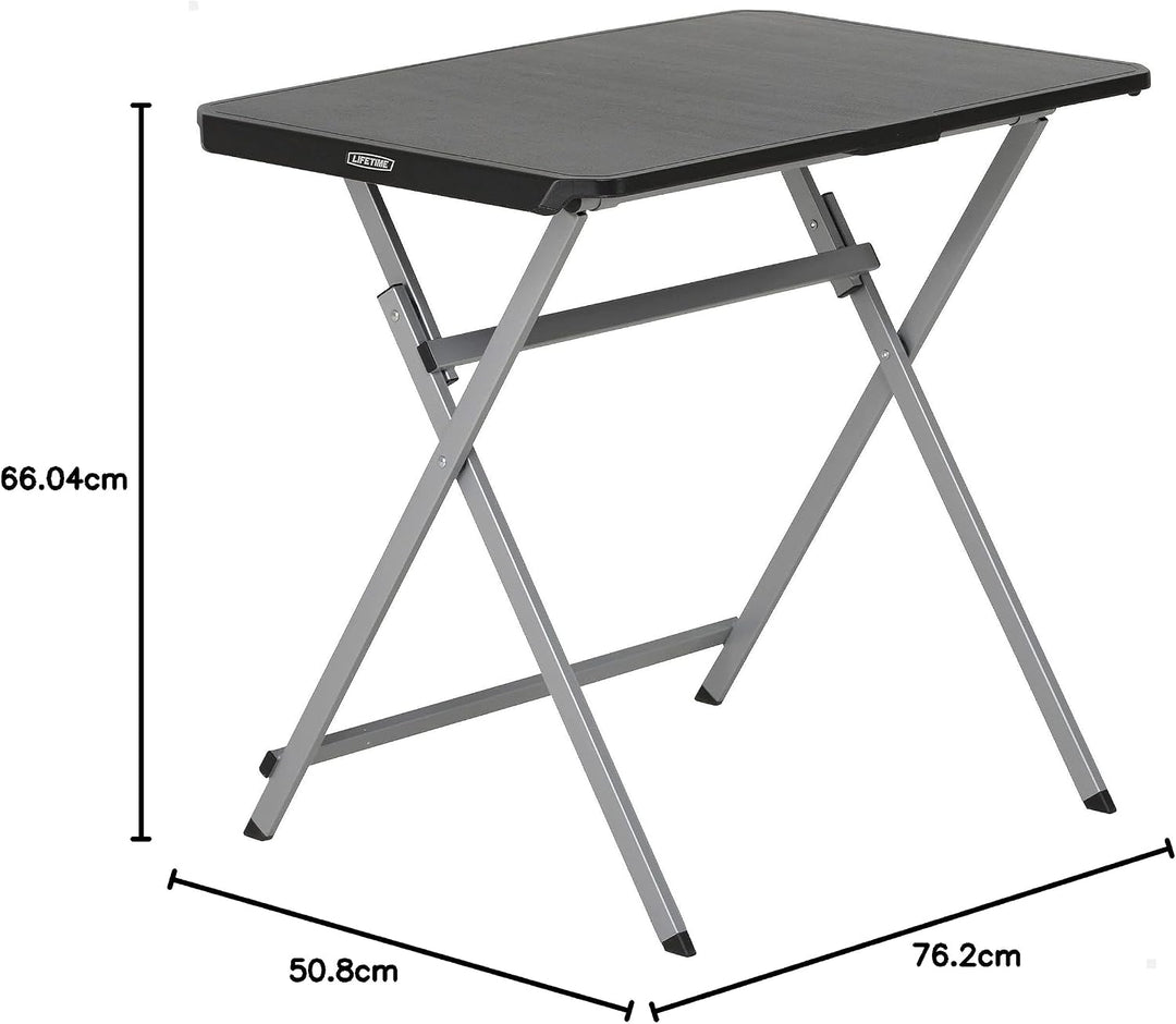 Lifetime 92210 – Schwarzer klappbarer Beistelltisch | Tragbarer Klapptisch, Masse 75 x 50,5, Höhe 66