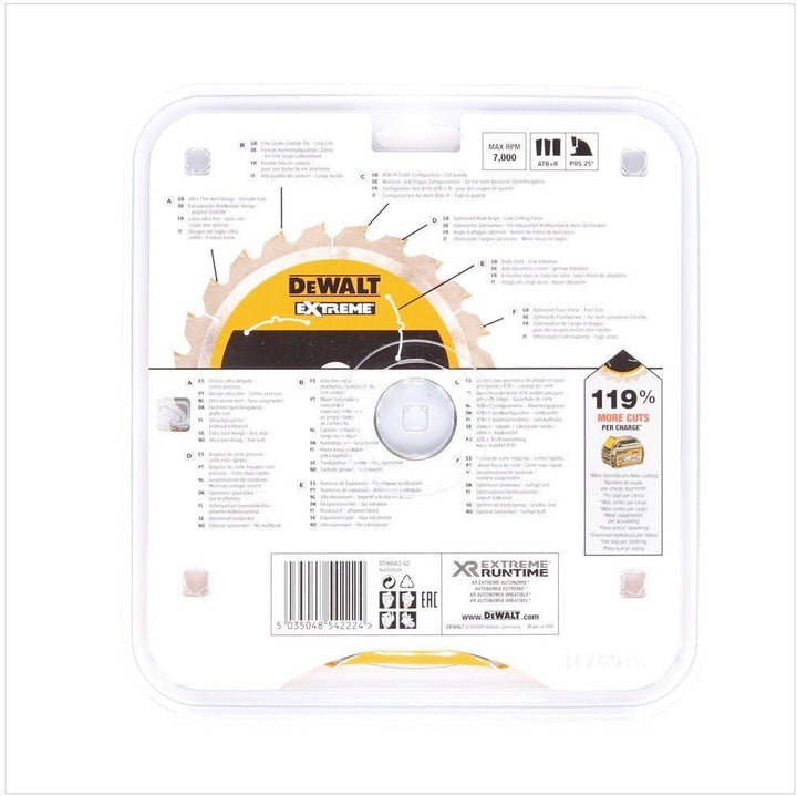 Dewalt XR Extreme Runtime Kreissaegeblatt Handkreissäge, 1 Stück, 190/30 mm 36 WZ/FZ, DT99563-QZ 190