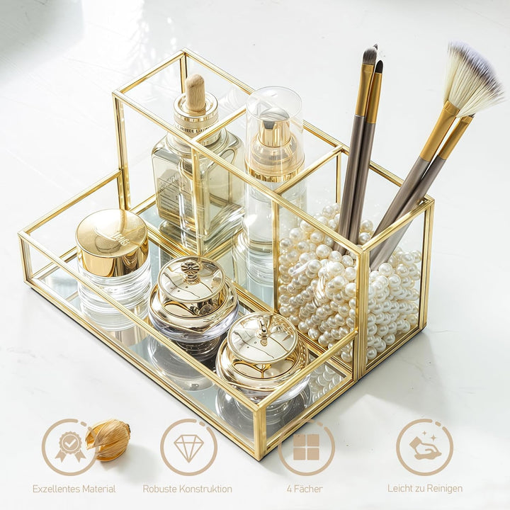 HARLIANGXY Make up Kosmetik Organizer, Make up Pinselhalter Glas, Beauty Organizer, Kosmetikpinsel B