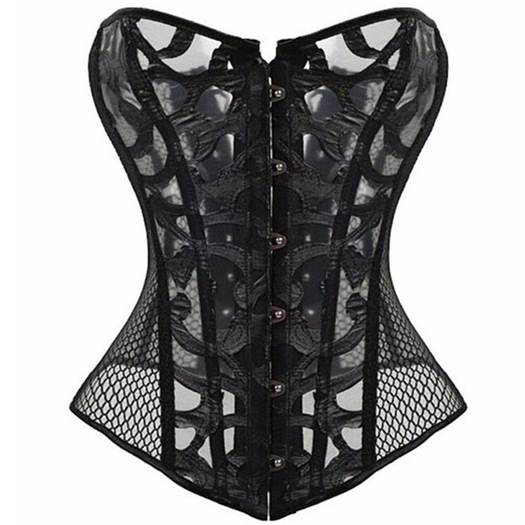 Josamogre Corsagen und Korsetts mesh hohl Spitze Bustier Vollbrust sexy Gothic schnüren Burlesque Da