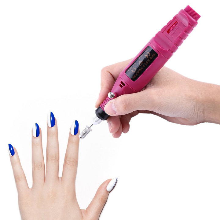 Elektrischer Nagelbohrer, Stiftform Nagellack-Maschinenset mit 6 Acryl-Gelentferner-Pediküre-Werkzeu