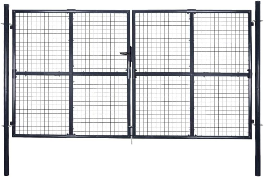 Tidyard Gartentor Gartentür Zauntor Zauntür mit 3 Schlüssel, aus Verzinkter Stahl, Grün, 289 x 175 c